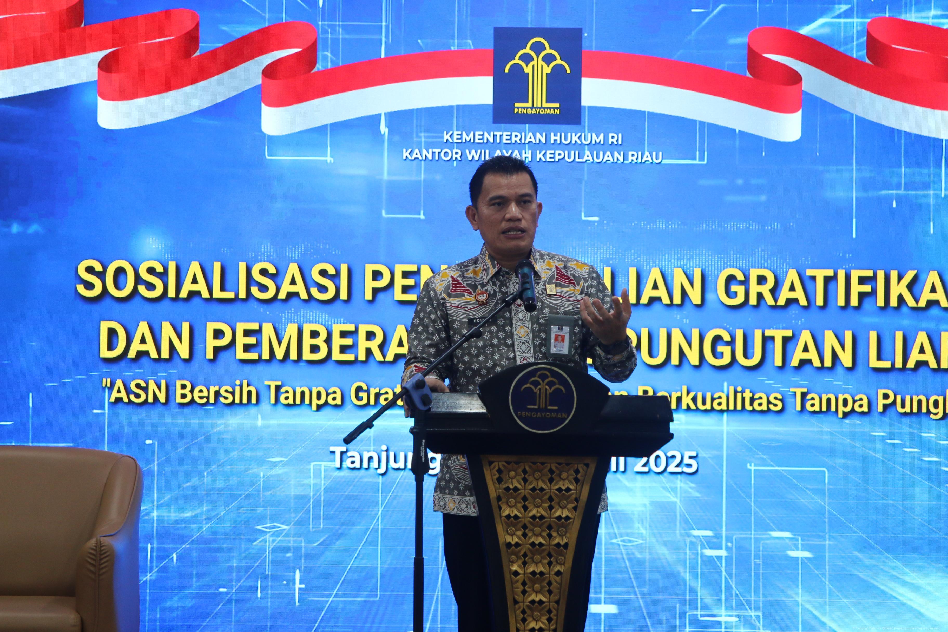 “ASN Bersih, Pelayanan Berkualitas”: Kanwil Kemenkum Kepri Gelar Sosialisasi Pengendalian Gratifikasi dan Pemberantasan Pungli