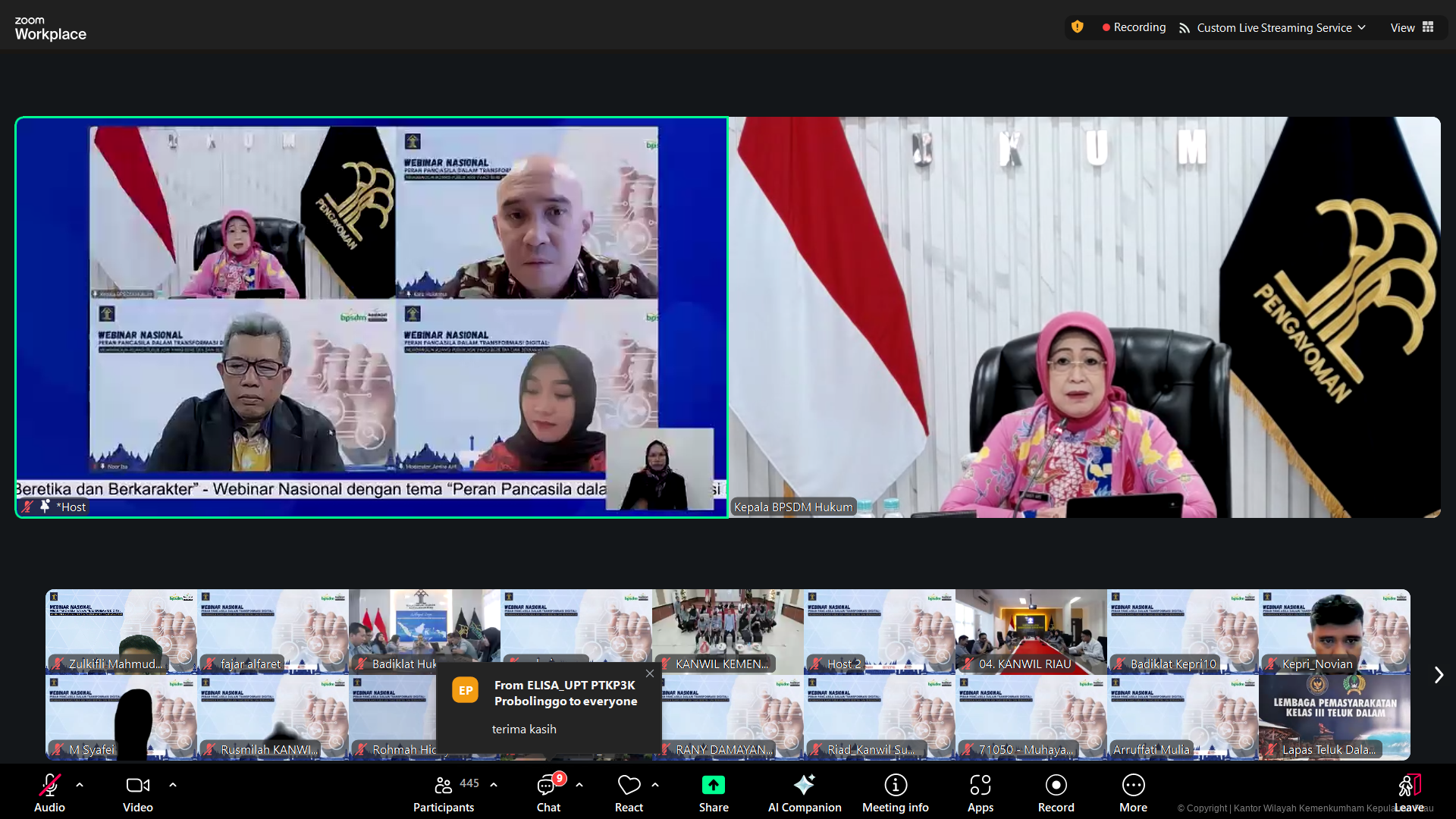 Penguatan Etika Digital ASN: Kanwil Kemenkum Kepri Hadiri Webinar Transformasi Digital Berbasis Pancasila